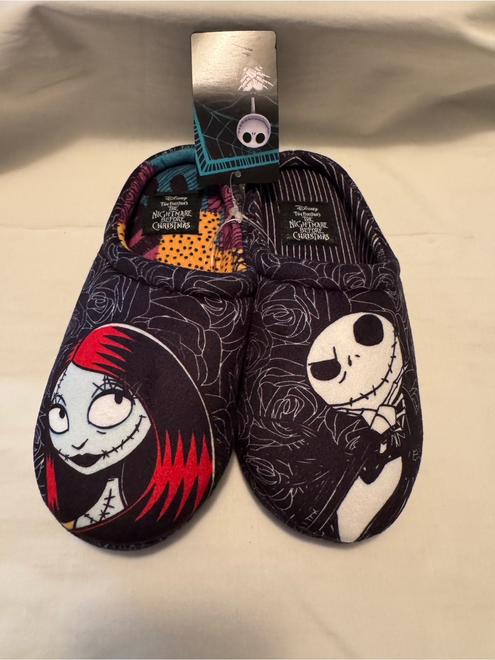 Disney Nightmare Before Christmas Jack & Sally Slippers Womens Size 5/6 NWT